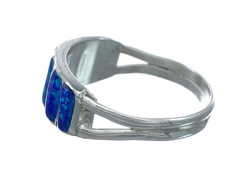 Authentic Blue Opal Sterling Silver Zuni Ring Size 7-3/4 X10584